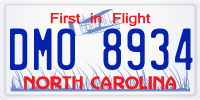 NC license plate DMO8934