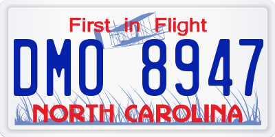 NC license plate DMO8947