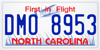 NC license plate DMO8953
