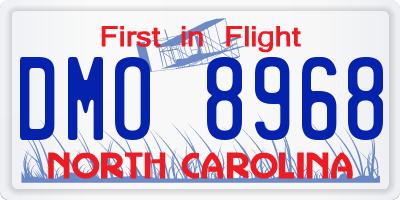 NC license plate DMO8968