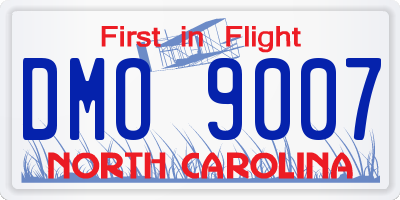 NC license plate DMO9007