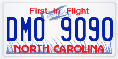 NC license plate DMO9090
