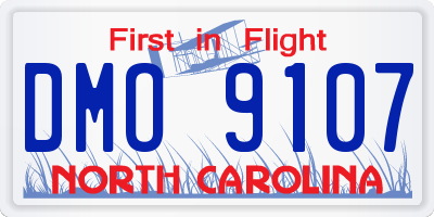 NC license plate DMO9107