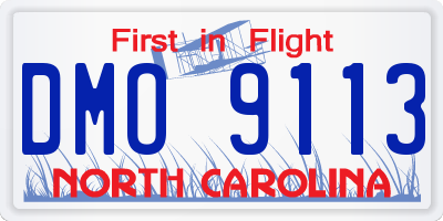NC license plate DMO9113
