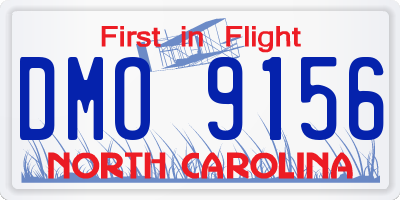 NC license plate DMO9156