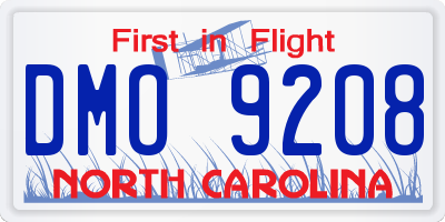 NC license plate DMO9208