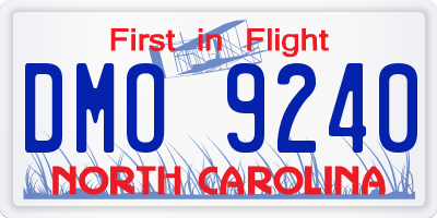 NC license plate DMO9240