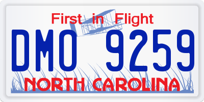NC license plate DMO9259