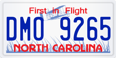 NC license plate DMO9265
