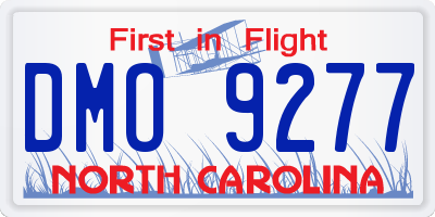 NC license plate DMO9277