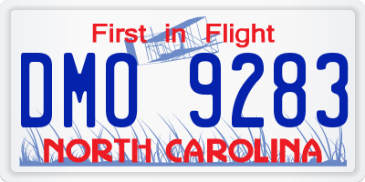 NC license plate DMO9283