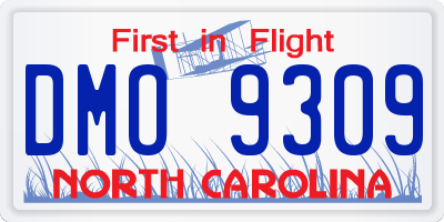 NC license plate DMO9309