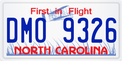 NC license plate DMO9326