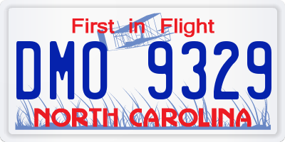 NC license plate DMO9329