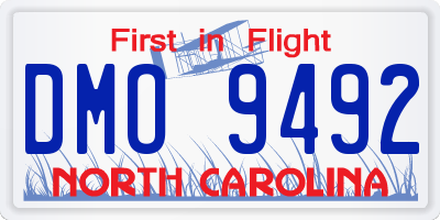 NC license plate DMO9492