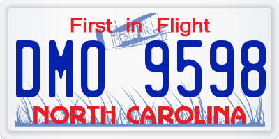NC license plate DMO9598