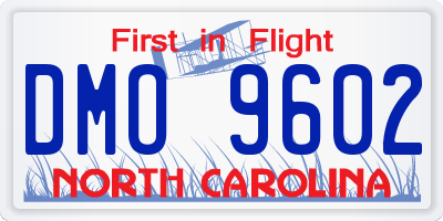 NC license plate DMO9602