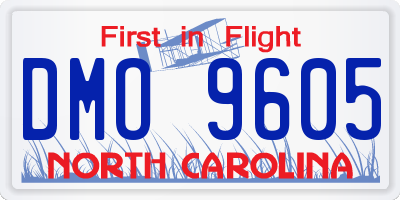 NC license plate DMO9605