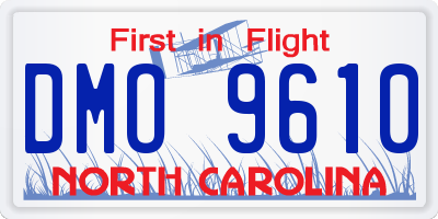 NC license plate DMO9610