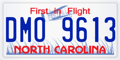 NC license plate DMO9613