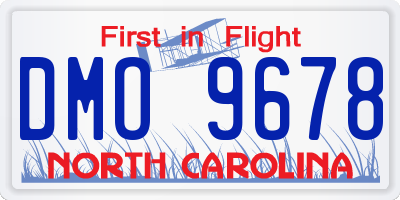 NC license plate DMO9678