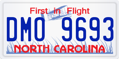 NC license plate DMO9693