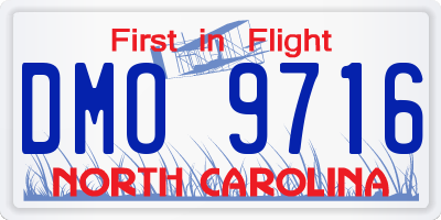 NC license plate DMO9716