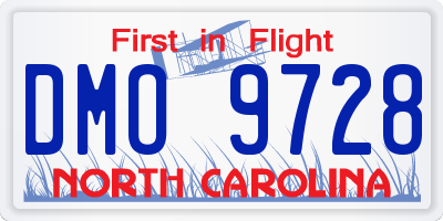 NC license plate DMO9728