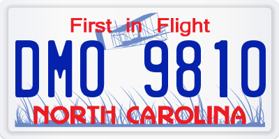 NC license plate DMO9810