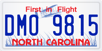 NC license plate DMO9815