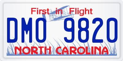 NC license plate DMO9820