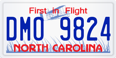 NC license plate DMO9824