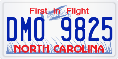 NC license plate DMO9825