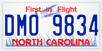 NC license plate DMO9834