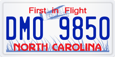 NC license plate DMO9850