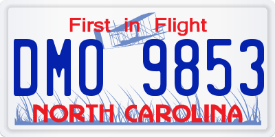 NC license plate DMO9853