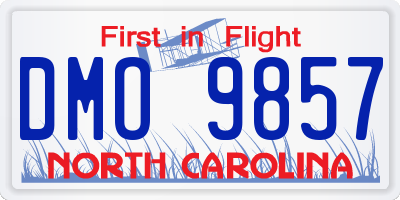 NC license plate DMO9857
