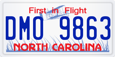 NC license plate DMO9863