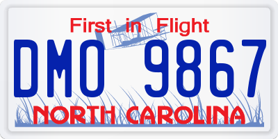 NC license plate DMO9867