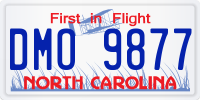 NC license plate DMO9877