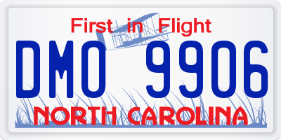 NC license plate DMO9906