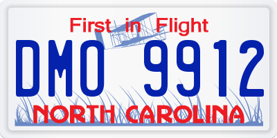 NC license plate DMO9912