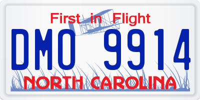 NC license plate DMO9914