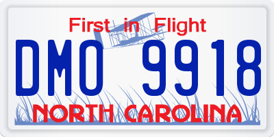 NC license plate DMO9918