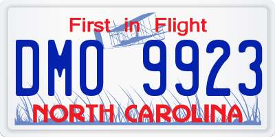 NC license plate DMO9923