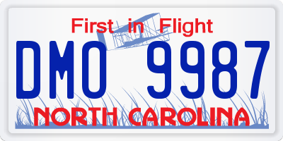 NC license plate DMO9987