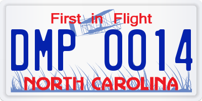 NC license plate DMP0014