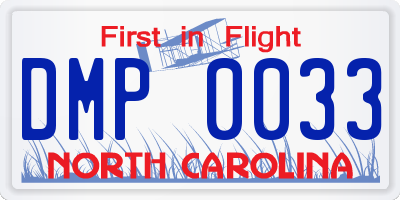 NC license plate DMP0033