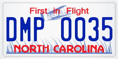 NC license plate DMP0035