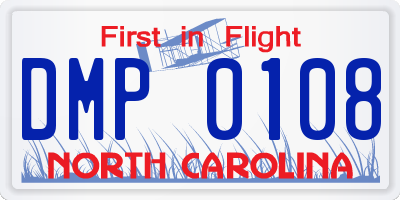 NC license plate DMP0108